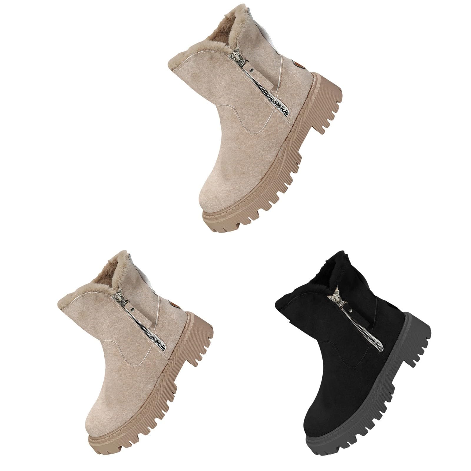 Botas de invierno para mujer, forradas de ante, botas de nieve, botas