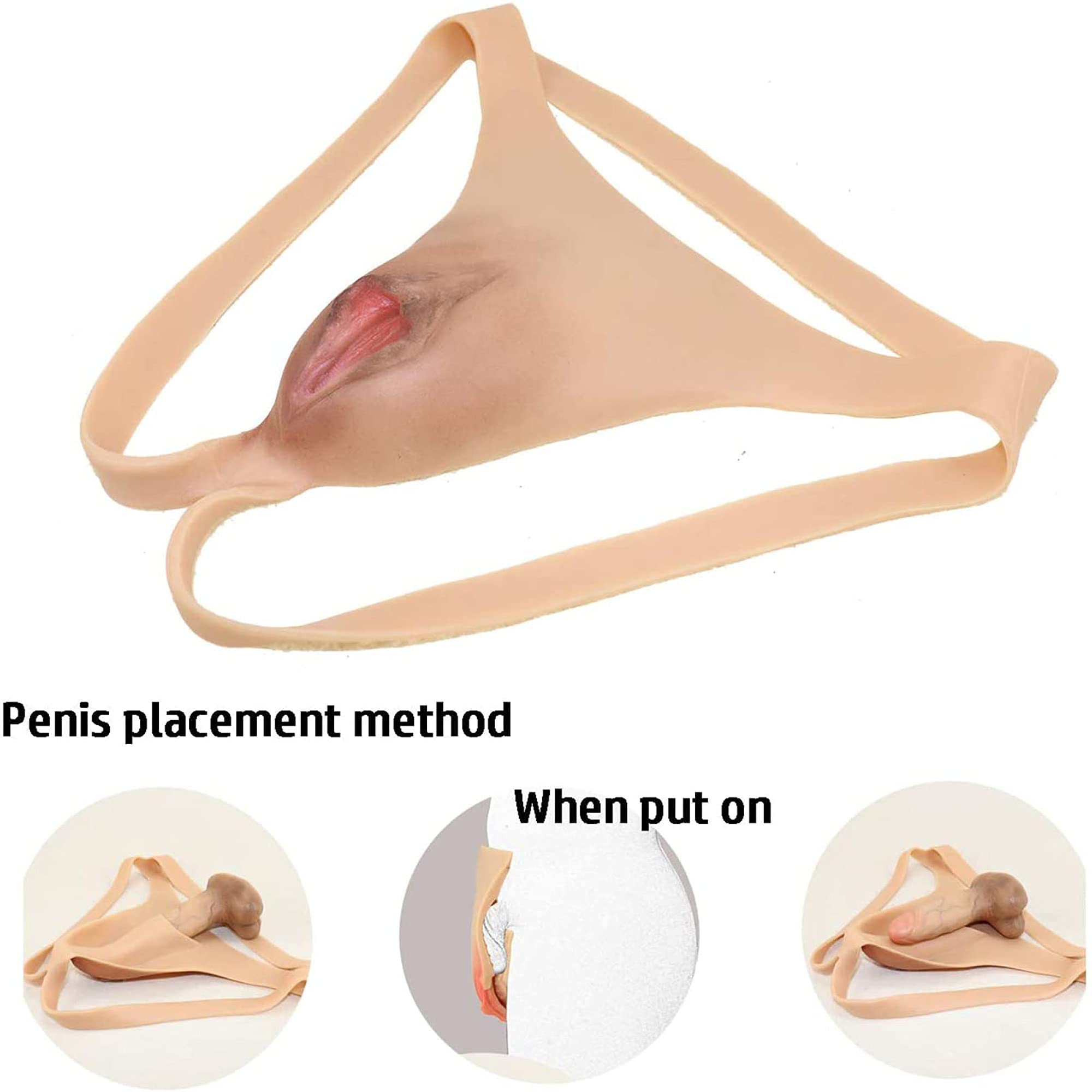 ZXJEN Culotte Crossdresser, Culotte en Silicone Doux Hommes Camel Toes Cacher Gaff Thong pour Transgenre Drag Queen Shemale