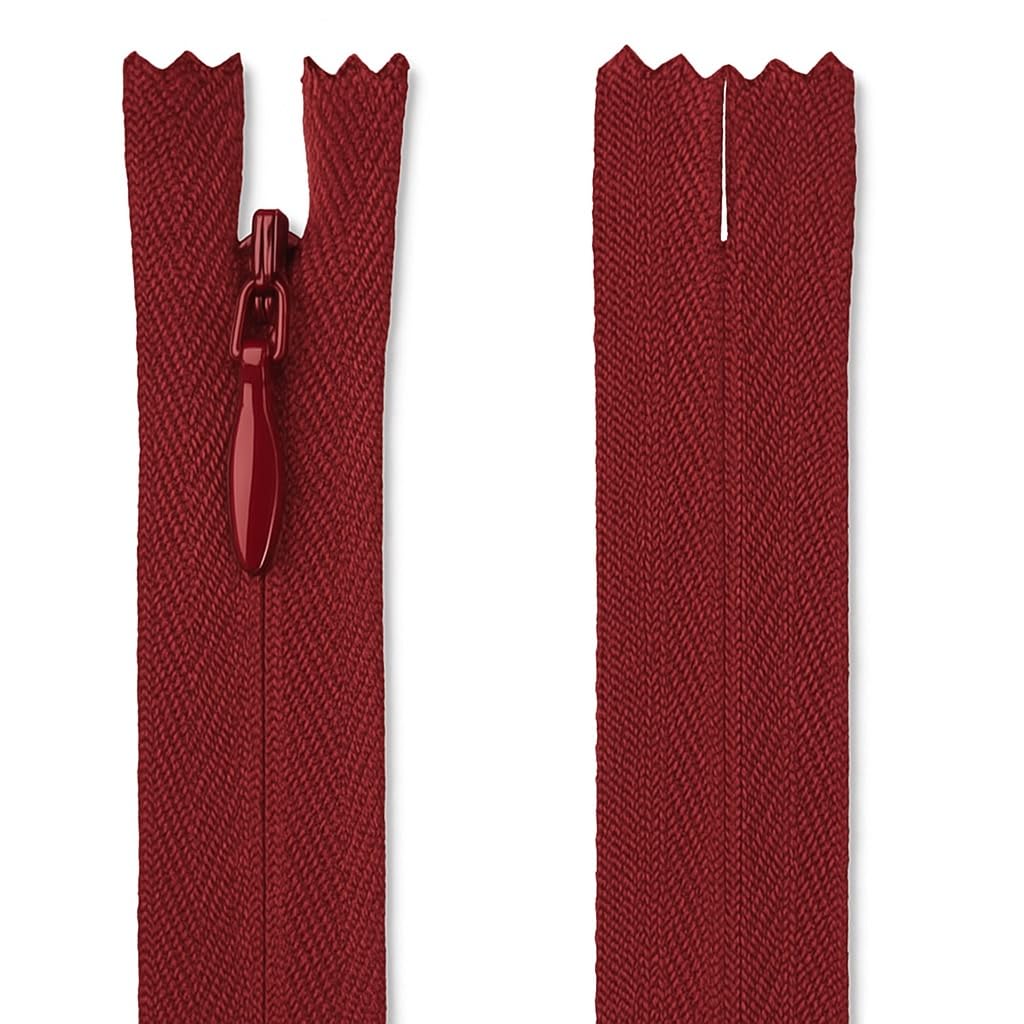Invisible Zip Burgundy 8" (20cm) - Concealed Closed-End Nylon Zipper for Sewing & Dressmaking: Skirts, Cushions, Bag Linings, Pouches & Alterations by Giddy Square