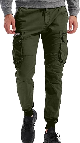 Mens Slim Fit Tapered Cargo Pants Casual Outdoor Straight Leg Hiking Pants Lightweight Athletic Joggers Sweatpants