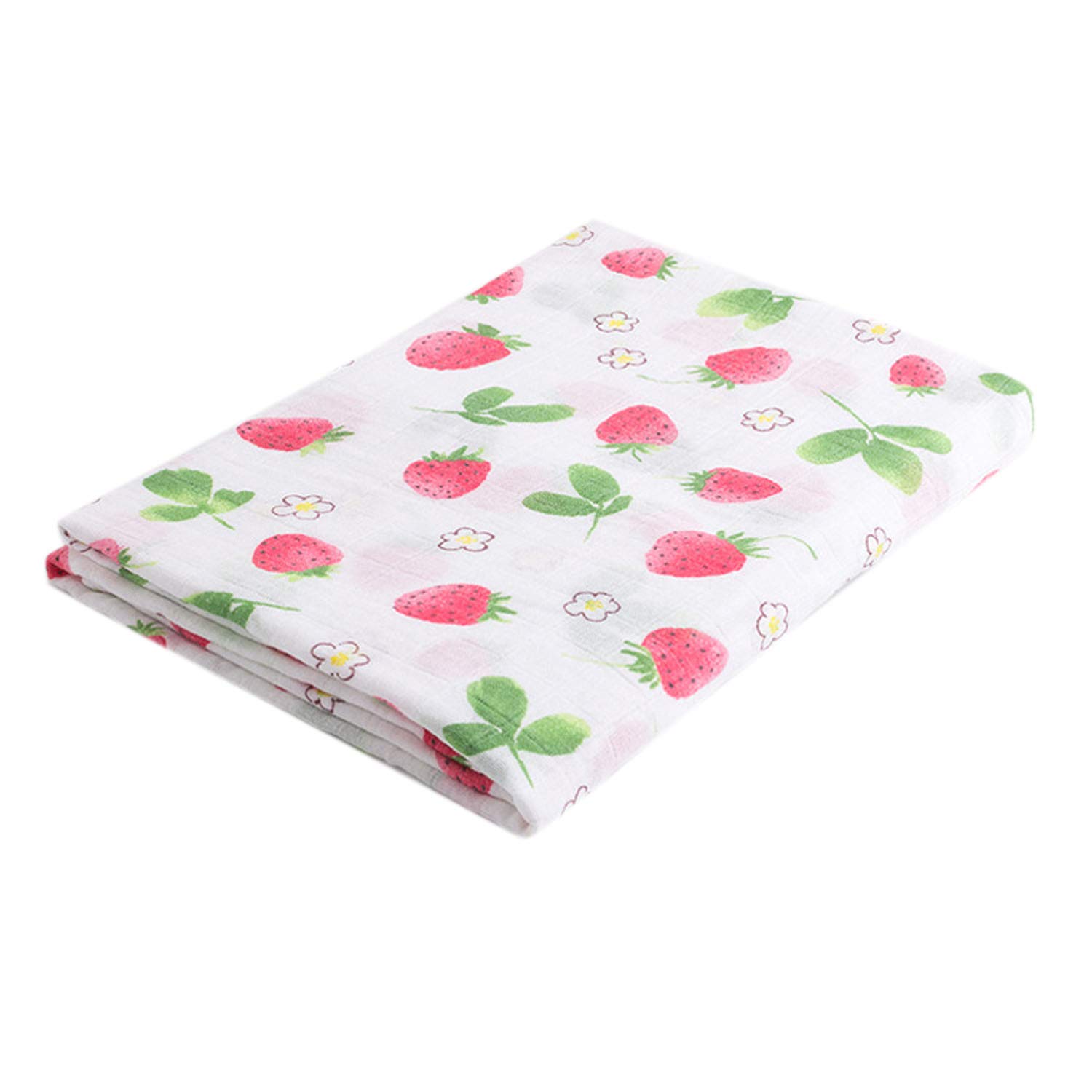 Newborn Baby Swaddle Wrap Blankets Soft Large Muslin Squares,120cm X120cm (Strawberry, 120 x 120 cm)