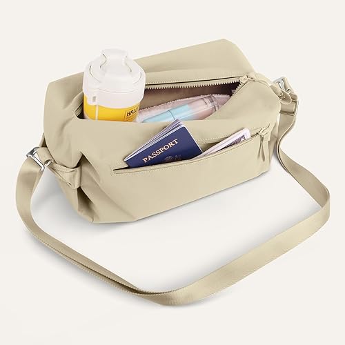Miniatura 9 de suwarble Pequeñas bolsas cruzadas de gimnasio para mujer, bolsos de viaje, bolsa de hombro, bolsa de pecho, bolsos, bolso de hombro para mujer, Beige