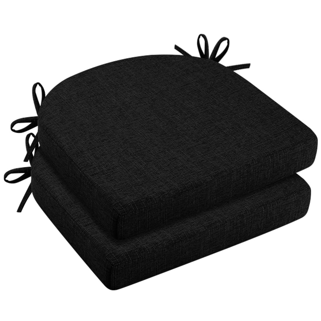 Lot de 2 coussins de chaise - 43 x 42 x 5 cm - En mousse haute densité - Coussin d'assise confortable pour l'intérieur et l'extérieur - Pour jardin, balcon, salle à manger, salon - Noir