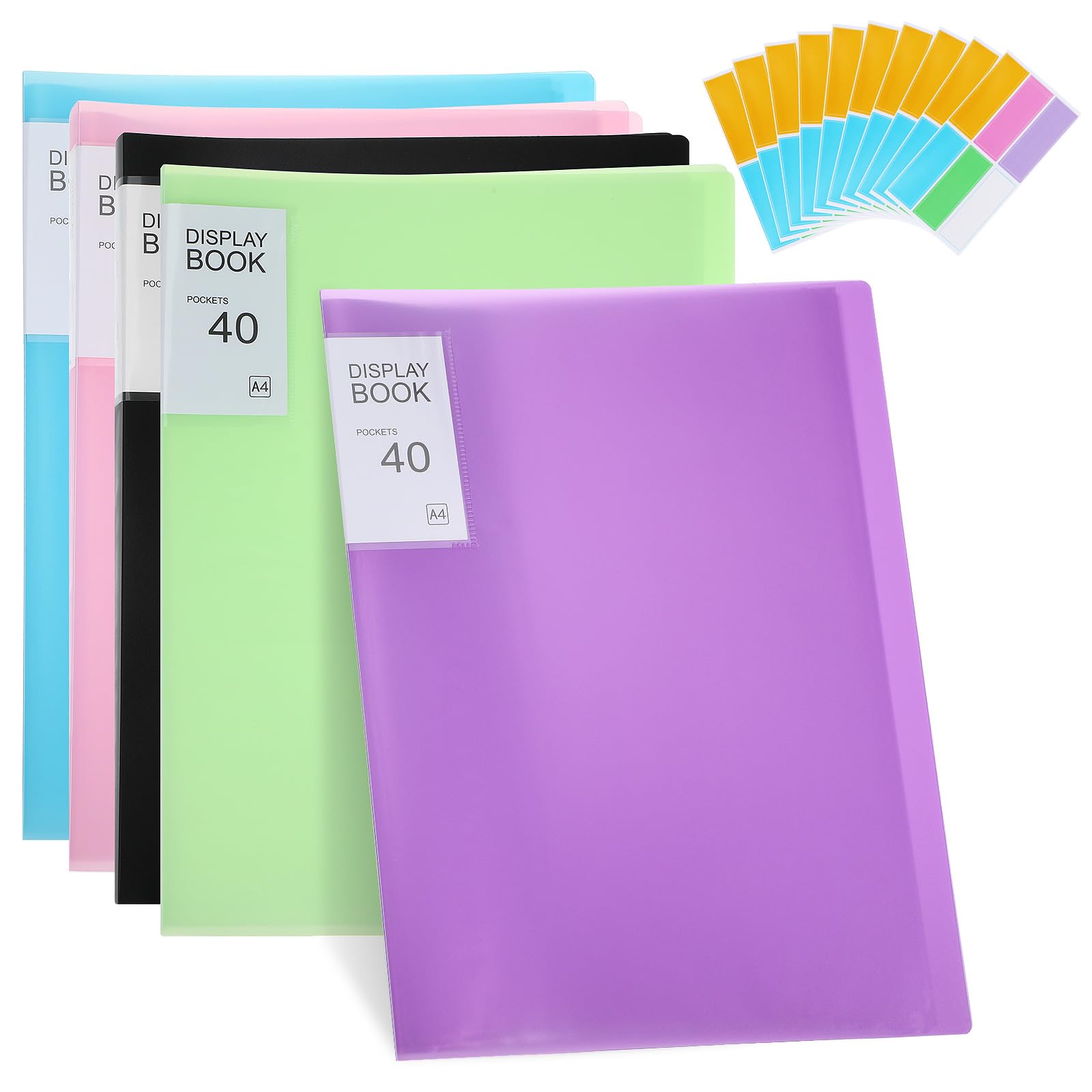 Tofficu 5piezas Carpeta con Fundas Transparentes de Plástico Organizador de Papeleo para Documentos Bolsillo de Carpeta para Material de Oficina de Arte