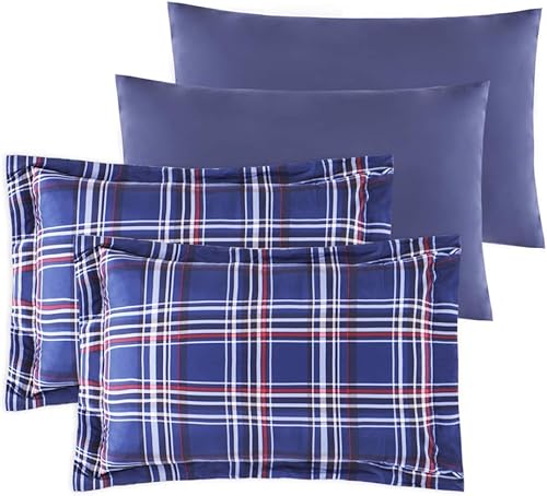 Miniatura 6 de EMME Bed-in-A-Bag - Juego de edredón de 7 piezas para cama Queen de microfibra cepillada y relleno de plumón sintético, suave y cómodo, lavable a