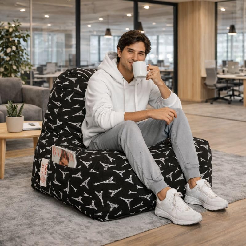 Image of Style Homez Hackey Cotton Canvas Abstract Printed Bean Bag XXL Size Filled with Beans Fillers