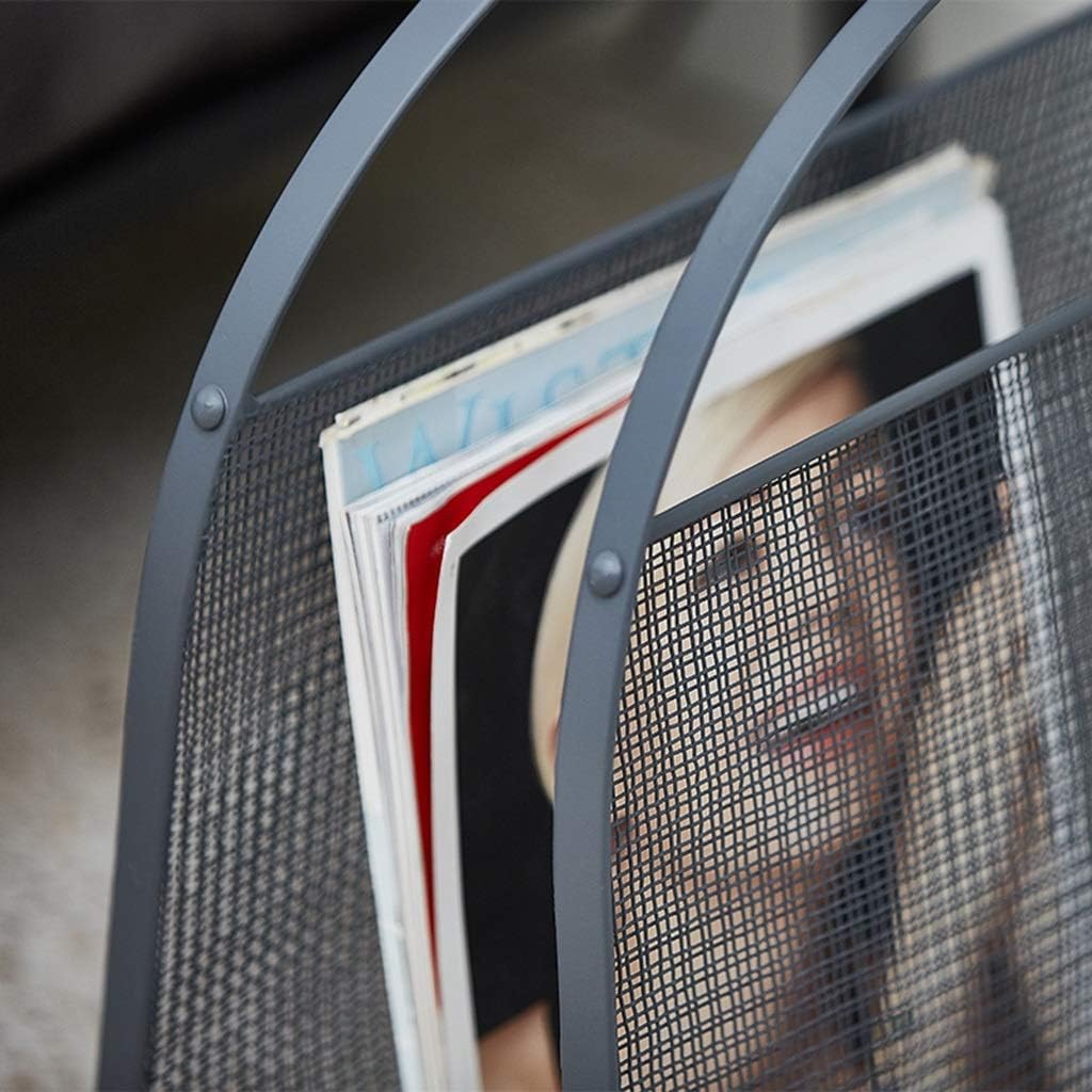 Rack Newspaper Rack Simple Metal Floor Rack Data Storage Rack Living Room Newspaper Rack Bedroom Study (Color : Black Size : 45 42.5 21CM)