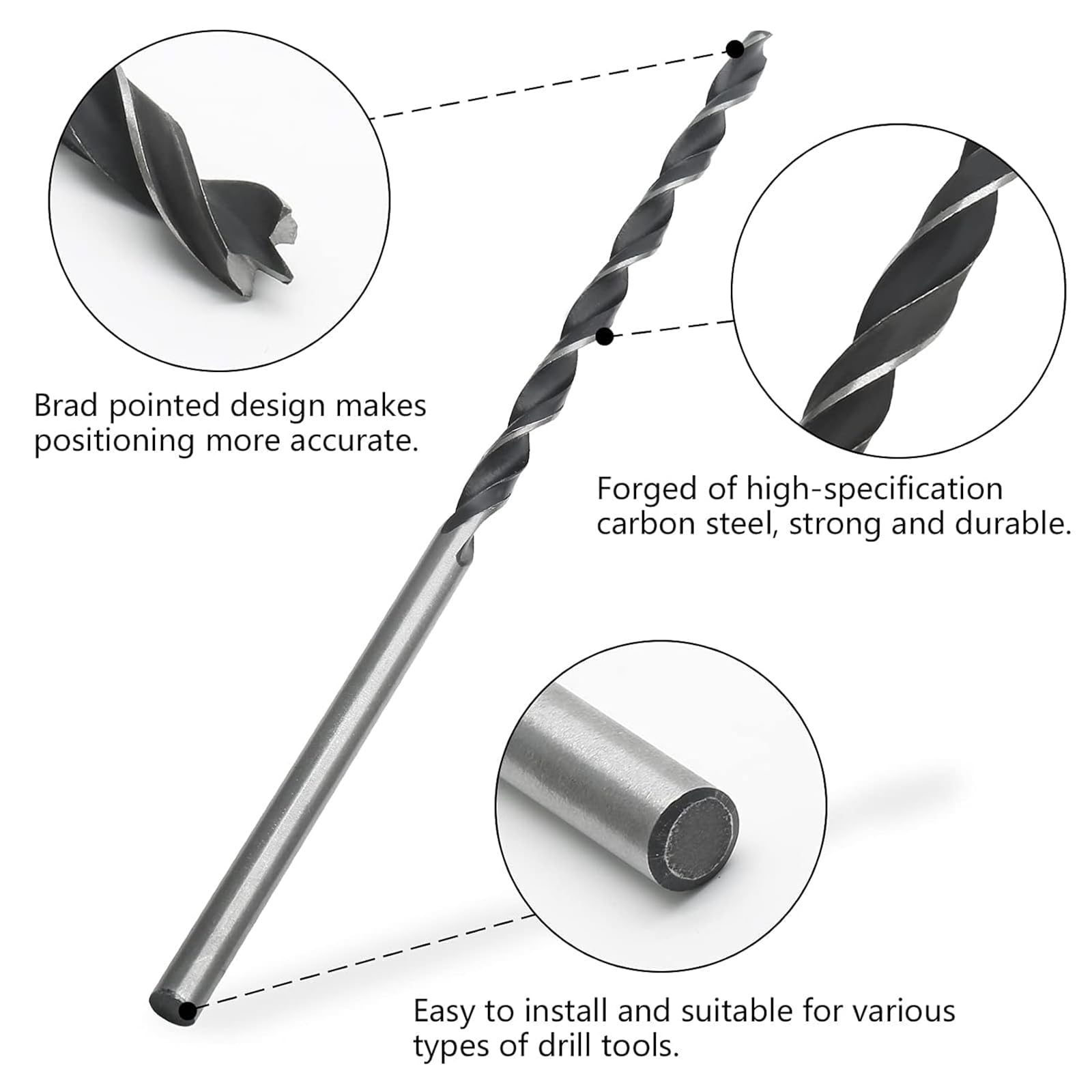 Long Wood Drill Bits 7pcs 300mm Extra Long Hss Drill Bit Wood Three-Point Drill Bit for Carpenter Woodworking Plastic Rubber - Image 3