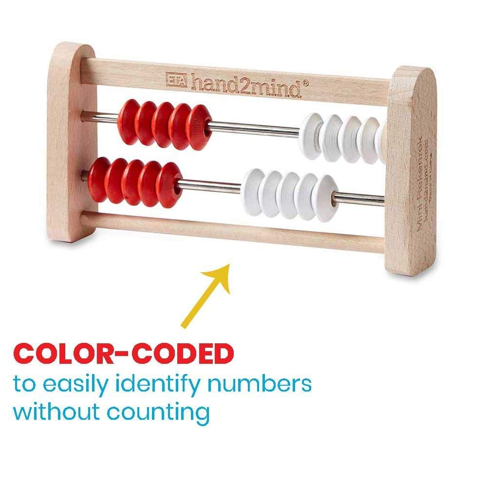 hand2mind Mini 20Bead Rekenrek, Wooden Rekenrek, Abacus for Kids Math