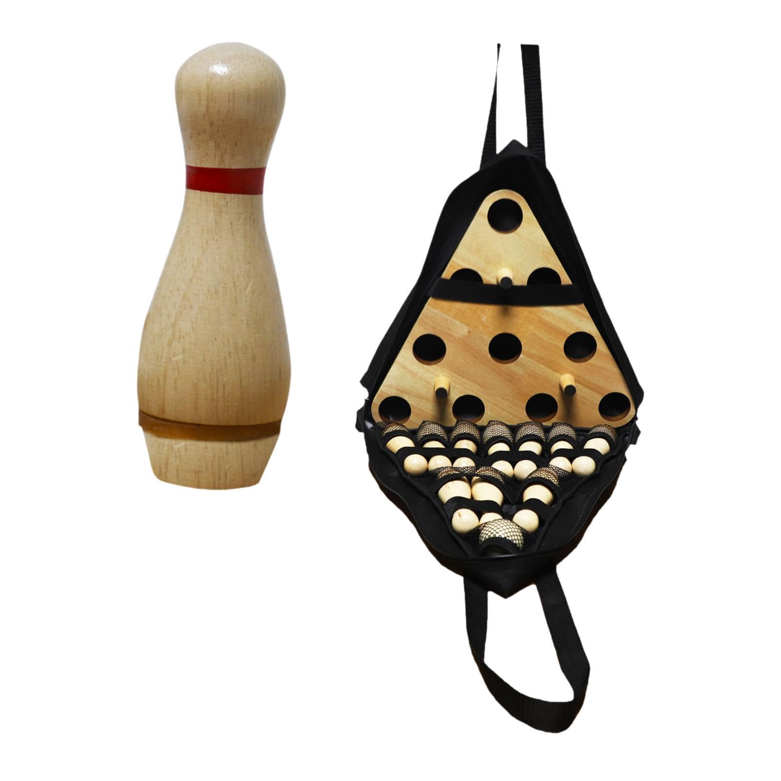 Colaxi Shuffleboard Bowling Pin Set Desktop Bowling Toy with Storage Bag with 10 Pins and Ball for Indoor Party Children Christmas