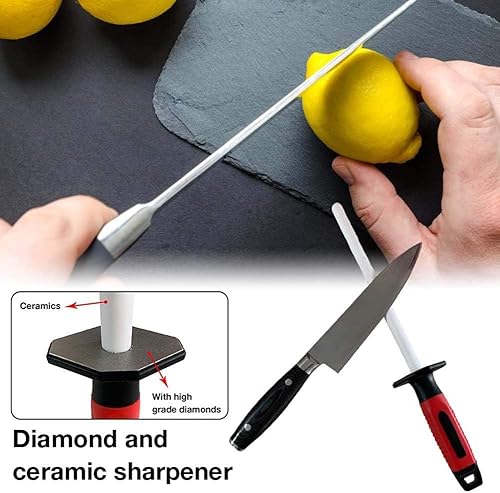Miniatura 4 de Cuchillo de cerámica de 10 pulgadas, afilador de diamante de cerámica para cuchillos de acero inoxidable, varilla afiladora de cuchillos profesional