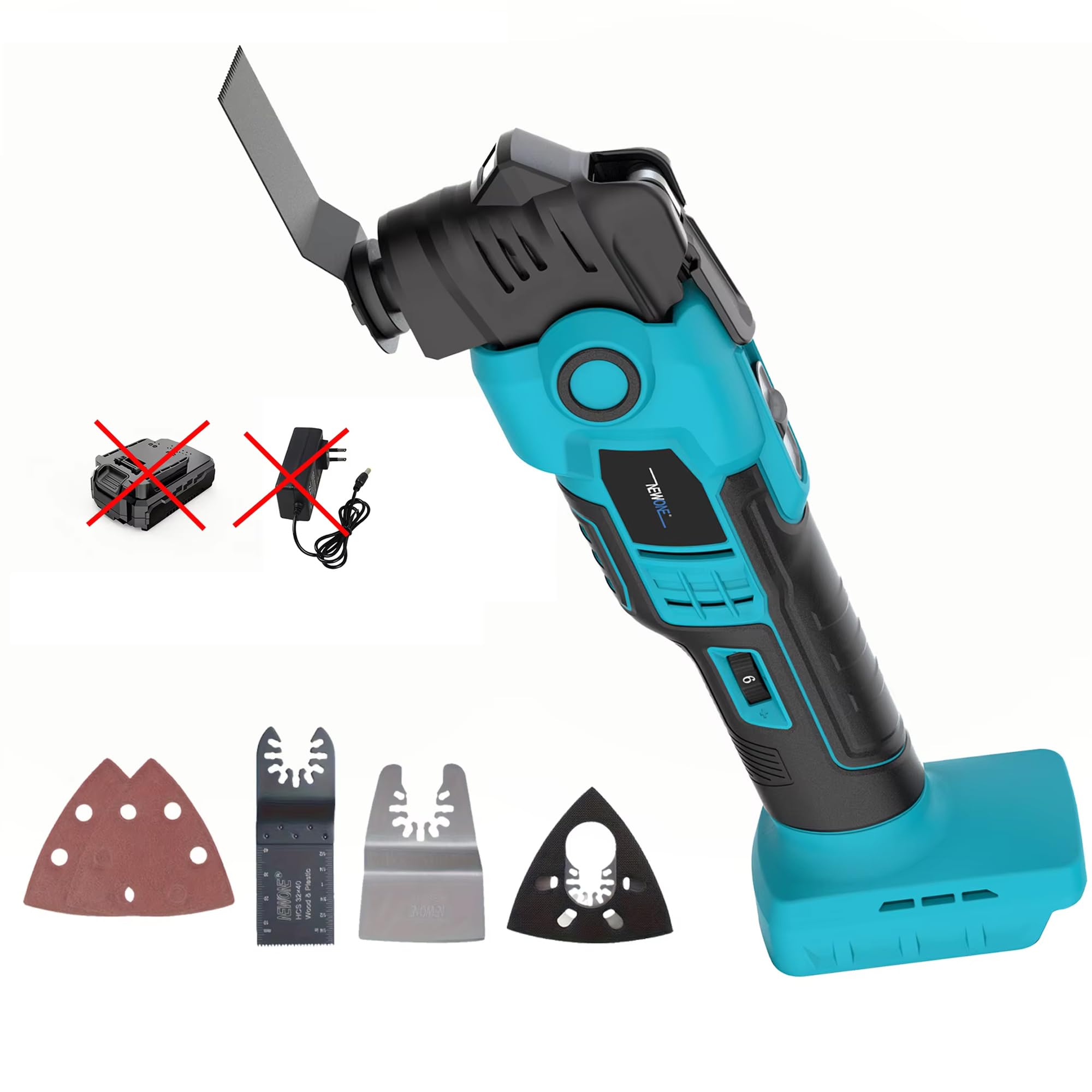 Herramienta oscilante sin escobillas de iones de litio de 18 V, con amortiguador de vibraciones, herramienta multifunción para cortar, lijar, raspar y limar