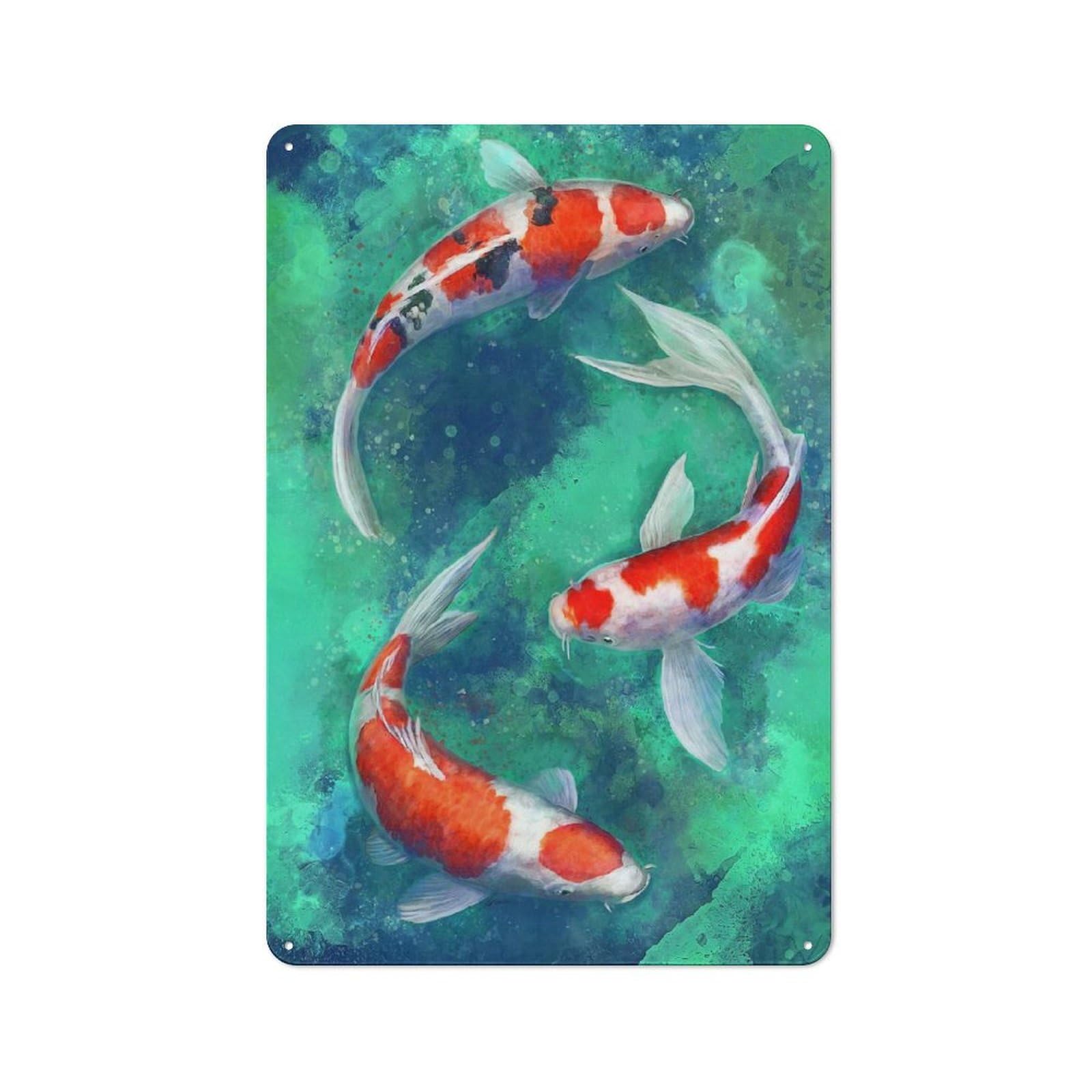 Creative Zen Koi Office Metal Sign 30x20cm, Office Wall Decor for Hobby Room, Office, Lounge Or Living Room