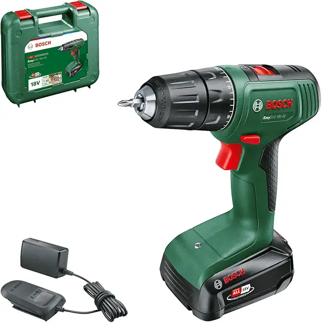 Bosch Akkuschrauber EasyDrill 18V-40 (Schrauben oder Bohren in Holz, Metall und Kunststoff; 18 Volt System; 1x Akku 2,0 Ah; im Koffer)