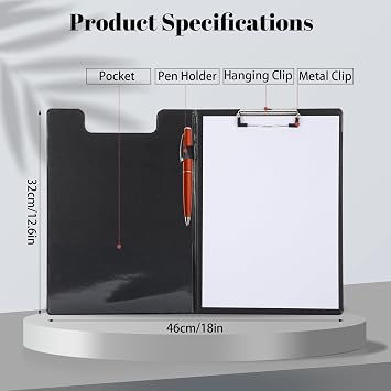 Thboxes 4 Pack Clipboard Folder A4, Foldover Clip Board A4 with Cover