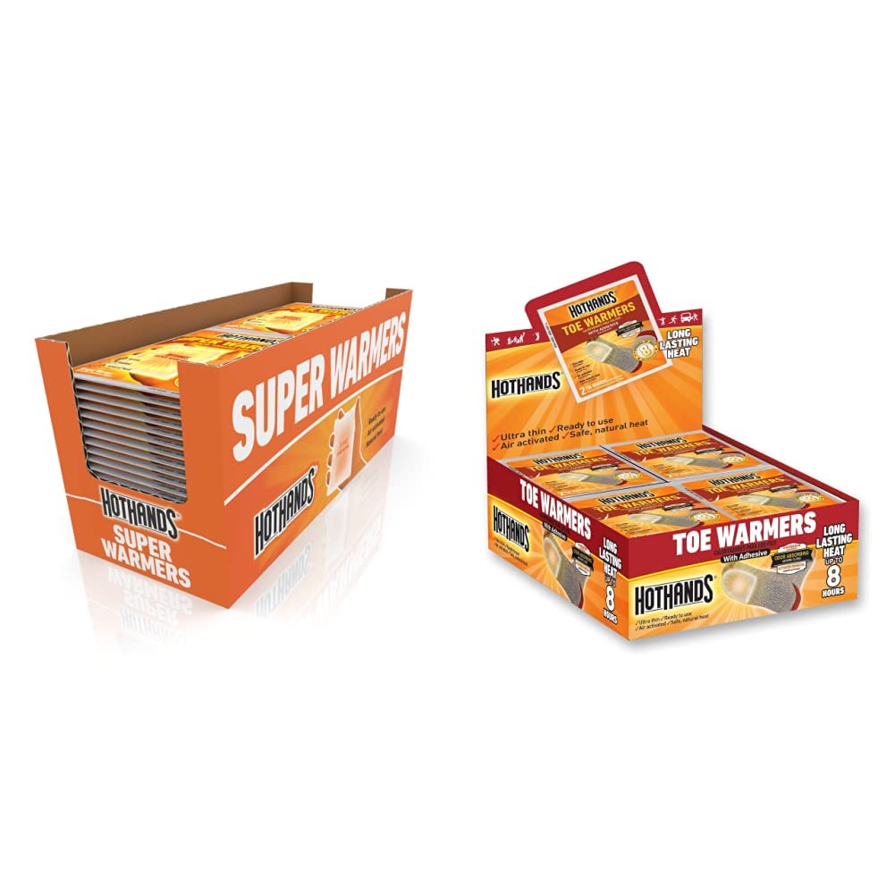 HotHandsHand Warmers - Long Lasting Safe Natural Odorless Air Activated Warmers - Up to 18 Hours of Heat - 40 Individual & Toe Warmers