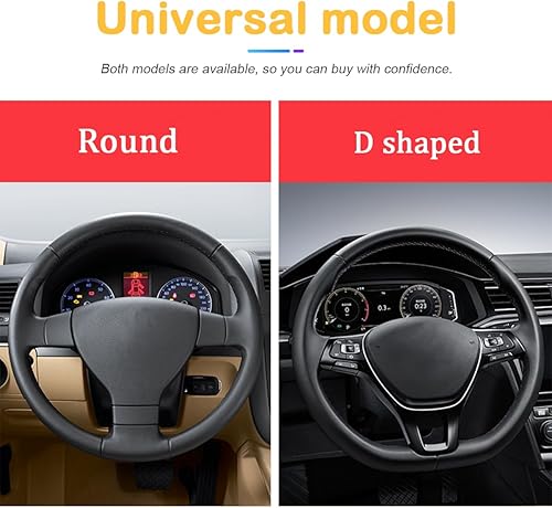 Miniatura 6 de Funda para volante de automóvil, microfibra de fibra de carbono de 15 pulgadas, protector de volante elástico de piel sintética para hombres y