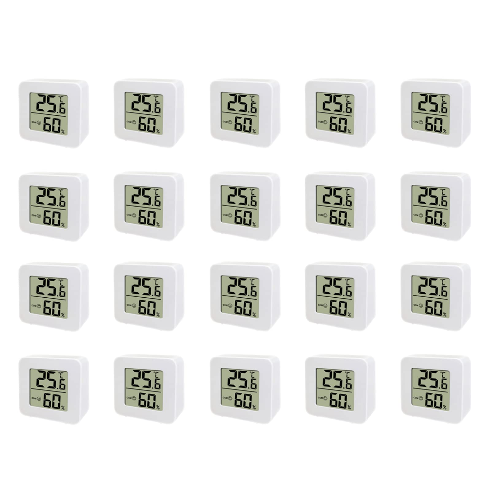 RANRAO 20 Stück Raumthermometer, Innen-Thermometer, LCD-Smart-Hygrometer, hochpräziser Sensor, Hygrometer, Temperatur-Monitor, Luftfeuchtigkeitsmesser für Zuhause