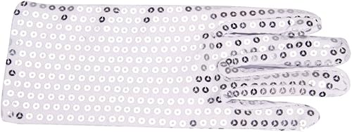 Miniatura 6 de PURFUN Guantes de baile de lentejuelas brillantes para adultos, disfraz de Halloween, guantes cortos con purpurina