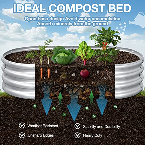 Galvanized Raised Garden Bed Kit, Metal Raised Garden Boxes Outdoor Oval Steel Bed Kit For Growing Vegetables/Flowers/Herbs (Silver-2Pcs) #TOP2