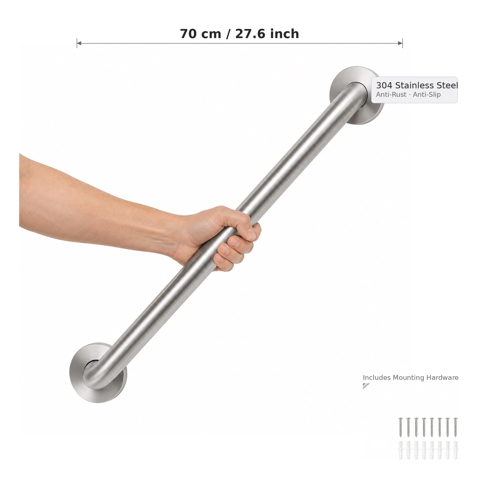 Maniglia per Doccia 70cm, Ø32mm Maniglione Bagno per Disabili