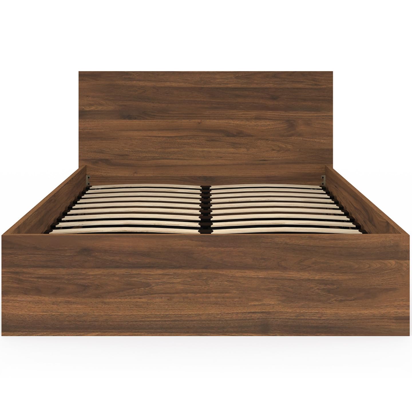 IDMarket - Lit Coffre Double Seaside 140 x 190 cm Effet Noyer