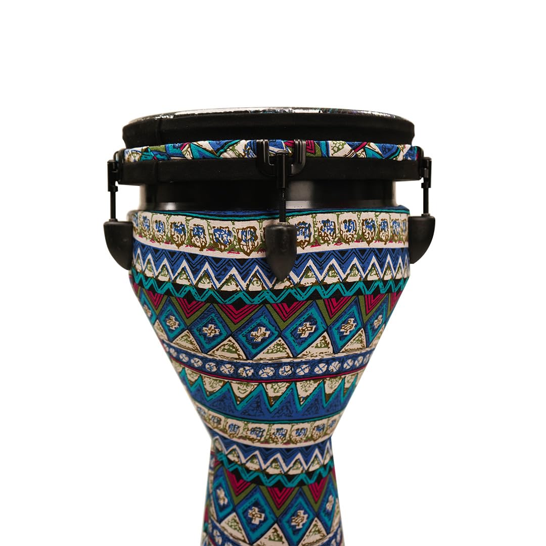 Kadence DJE10 Touring Series Hand Carved Djembe Drum | 10 Inch | Lug Tuning System | Wooden Shell | Artistic Printed Drum Head | Blue 2