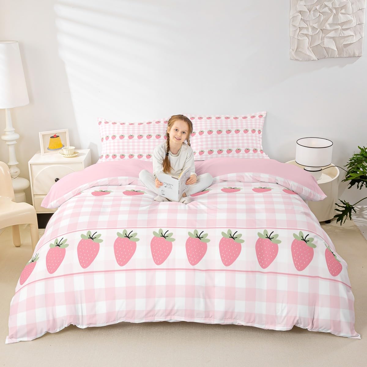 Housse de couette fraises pour décorer une chambre d'enfant joyeuse et colorée