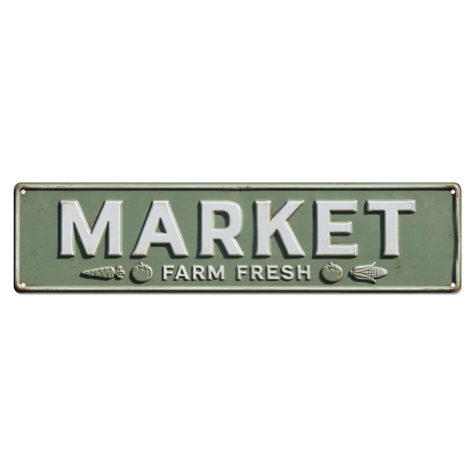 MARKET Fresh Produce Metal Tin Skinny Sign Plaque Wall Decor for Cafe, Club Bar, Office, Home Garden Metal Poster 4x16Inch
