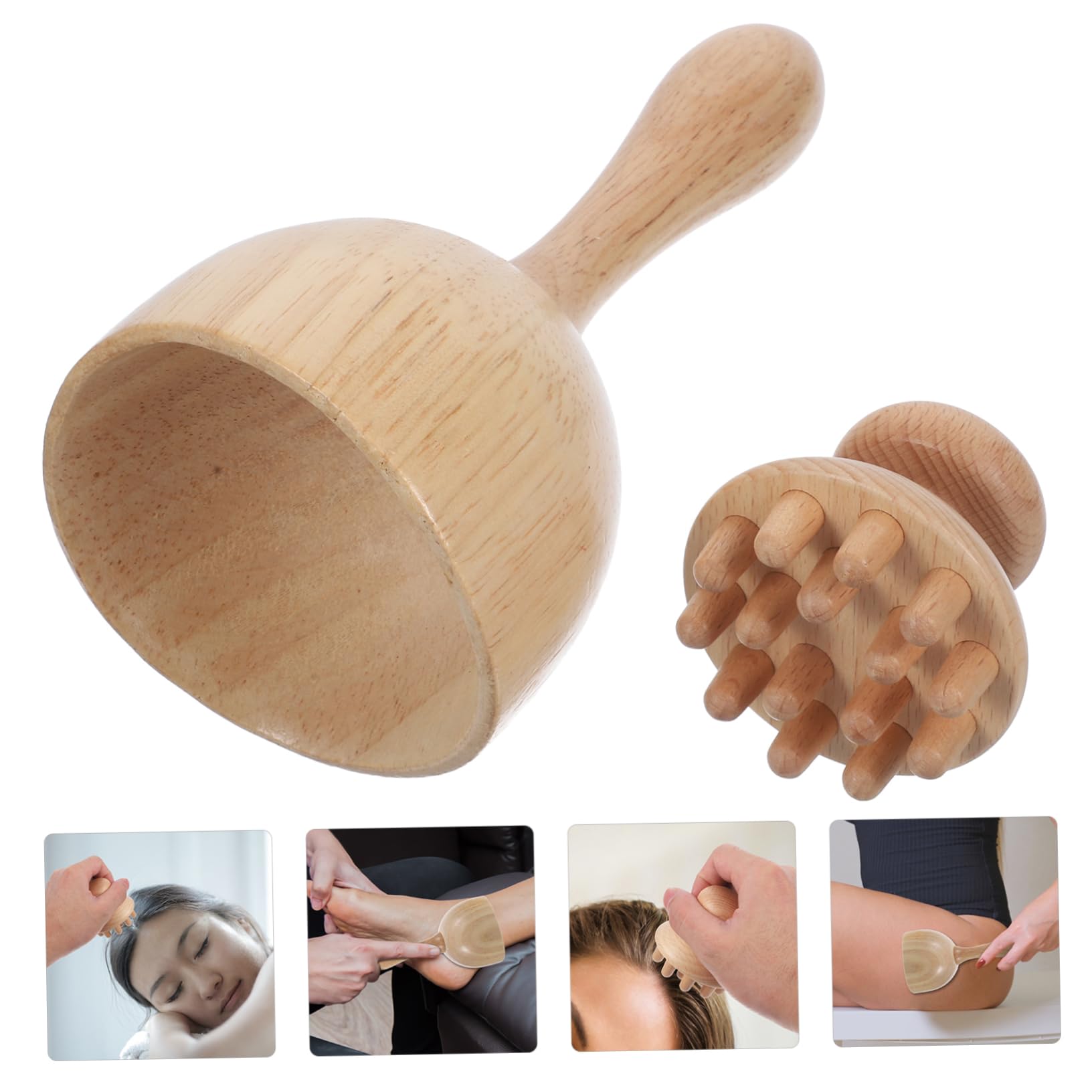Anneome Herramienta de Masaje Manual de Madera con Forma de Antorcha Masajeador Muscular con Diseño de Pulpo para Masajeador de Cabeza Raspador de Puntos de Acupuntura