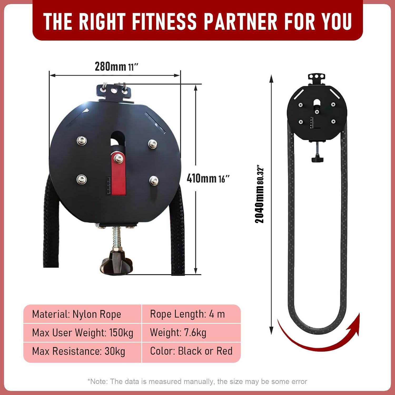 Sistema de polea de cable de entrenamiento de cuerda sin fin montado en la pared con resistencia ajustable de 30 kg para agarre de brazo y espalda, gimnasio en casa, entrenamiento cardiovascular