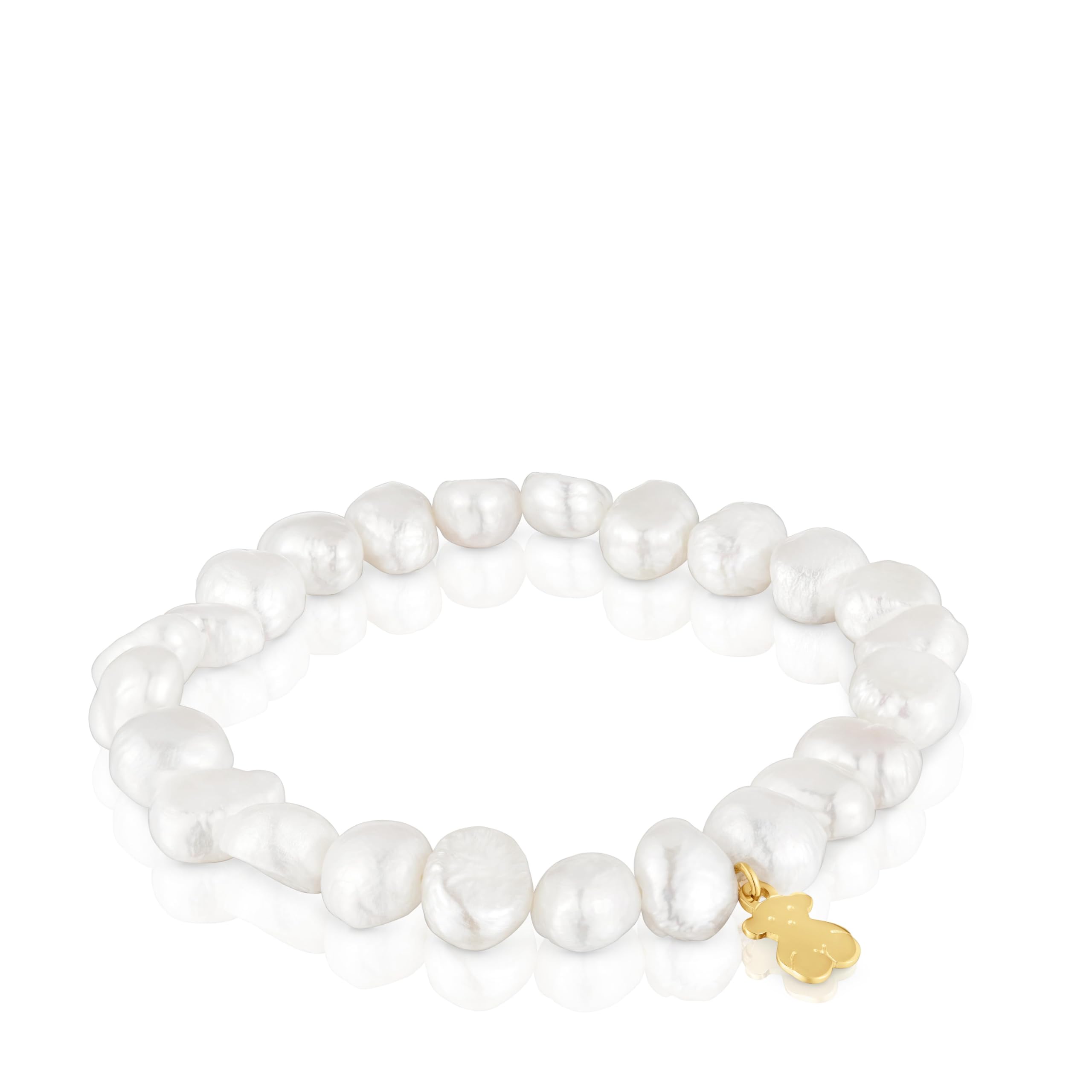 TOUS Pulsera elástica con perlas cultivadas y baño de oro 18 kt sobre plata, Para Mujer, Colección Basics
