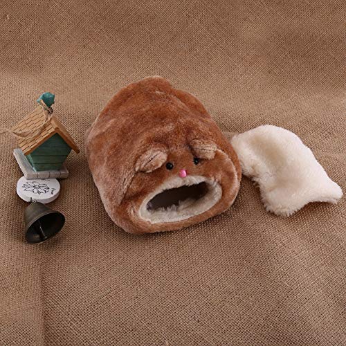 Hamster Bed, Dog Houses Soft Plush Pet House Small Animal Home Cute Cartoon Warm for Indoor Outdoor Brown 12 Cave Hammock Dark (Brown)