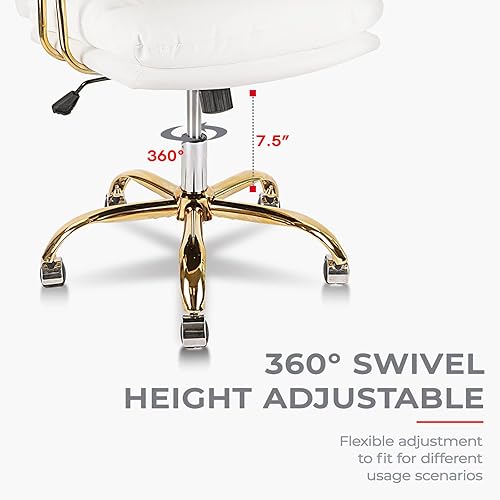 Miniatura 6 de KLASIKA Silla ergonómica de oficina para personas pesadas, sillas de escritorio con ruedas y brazos, silla de computadora de piel sintética para el