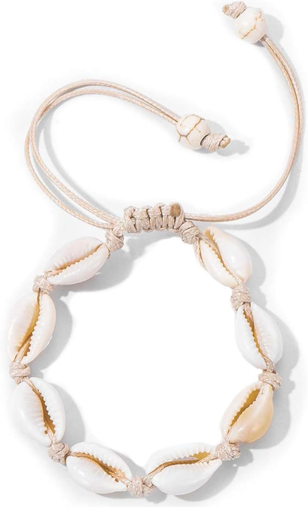 natural Cowrie Beads Shell Bracelet Anklet Handmade Beach Shell Wristband Evil Eyes Protection Bracelets Foot Jewelry Western Style Adjustable for Women Men Girls Boy