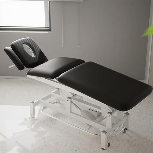 Electric Treatment Table Hi-Lo Adjustable，3-Section Physical Therapy Table, Ultra Comfortable Foot Control for Massage and Acupuncture, Dimensions 78" L x 25.6" W x 22.8"- 35.4" H (Black)