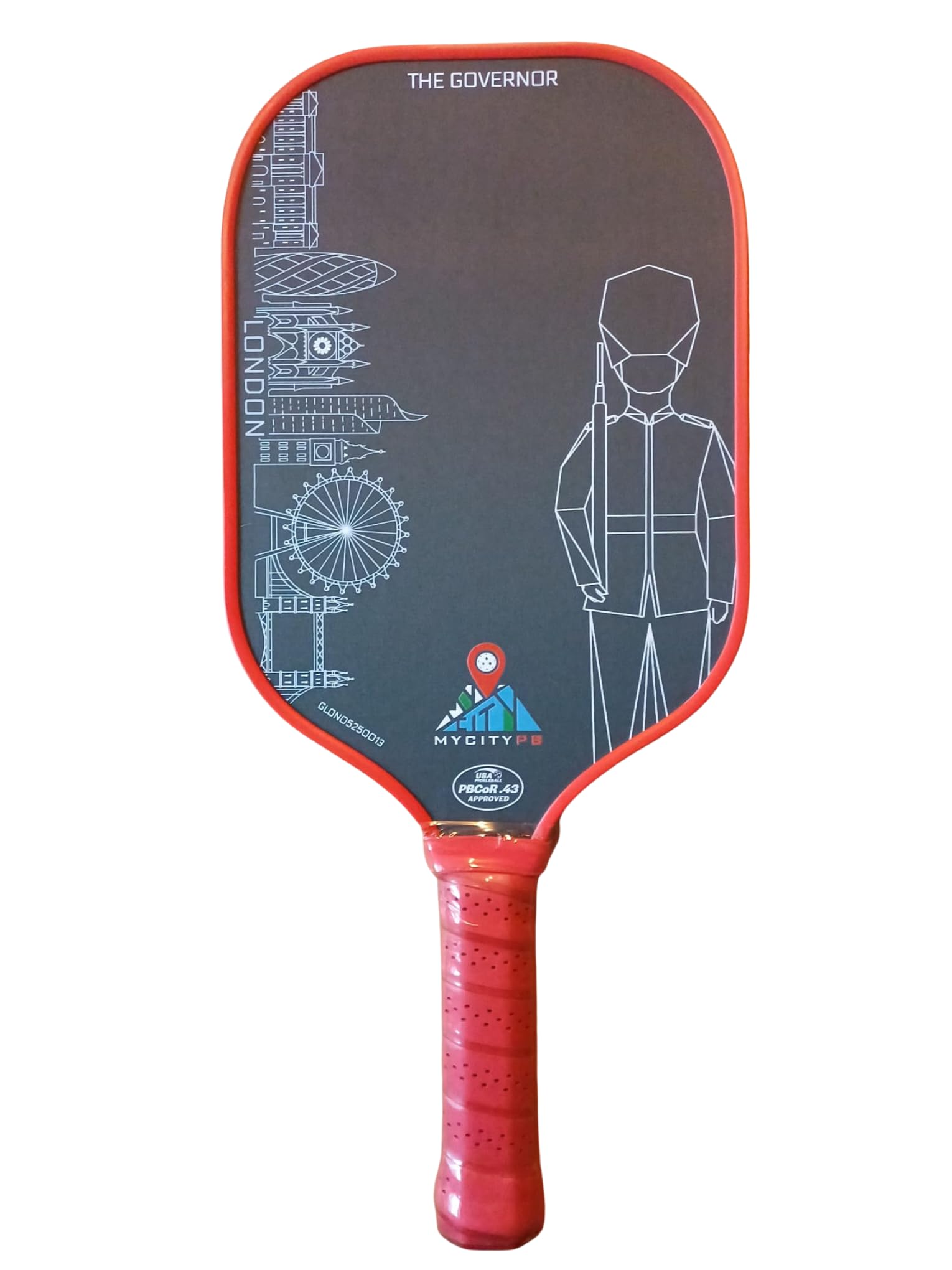 The Governor London Pickleball - Racchetta da 42 cm, manico in fibra di carbonio e fibra di vetro, 237-245 g, 16 mm
