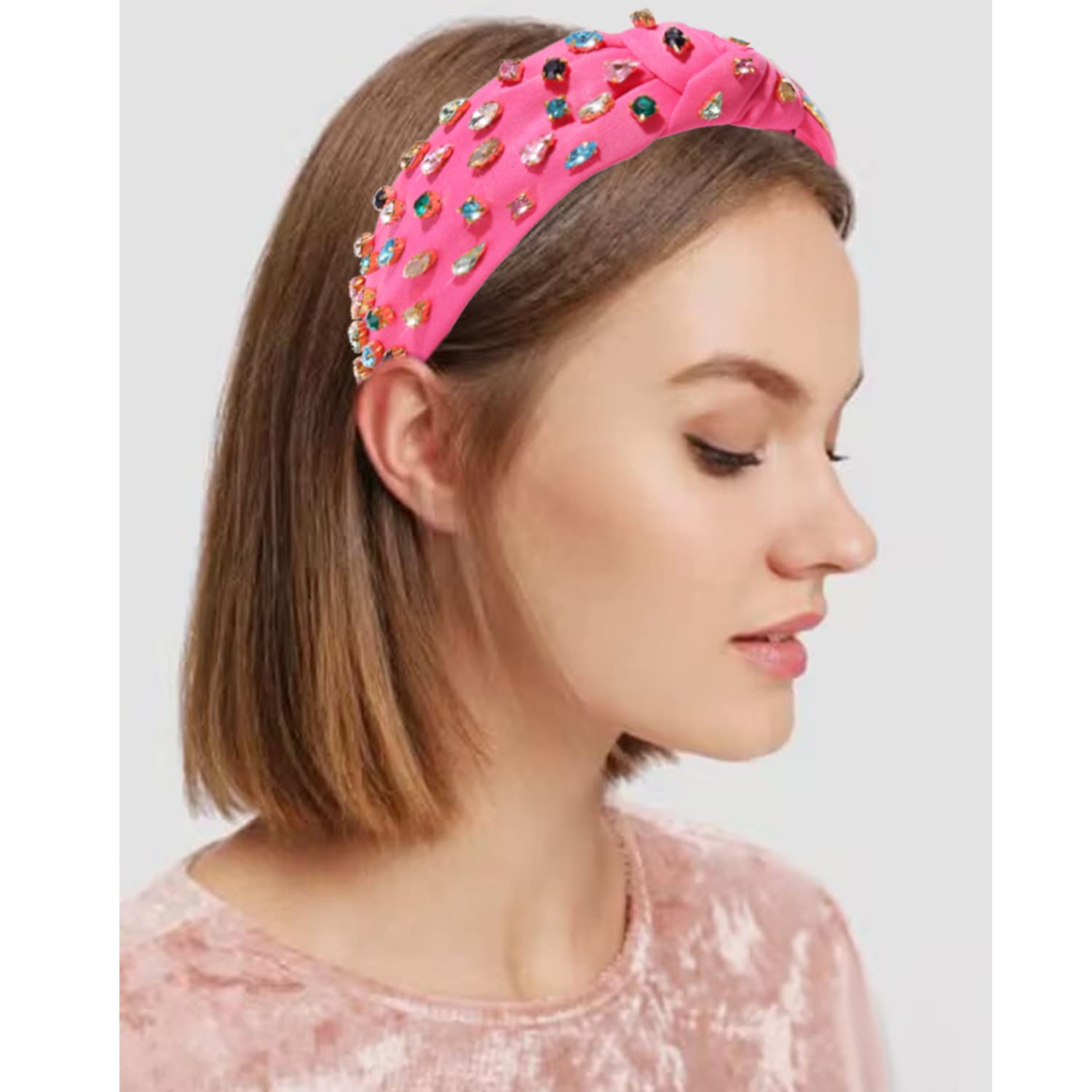 Amazon.com : NVENF Hot Pink Knotted Headbands, Crystal 