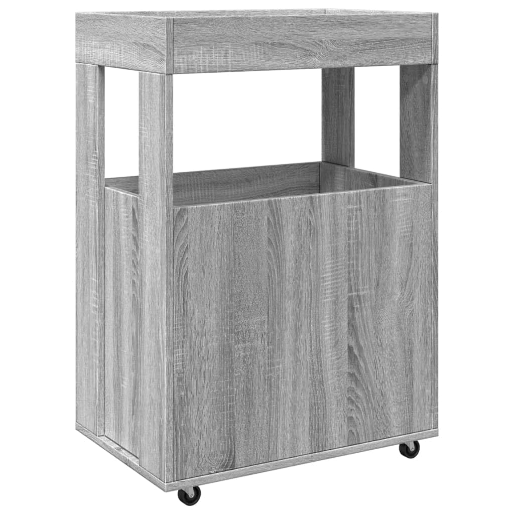 Carro de bar gris Sonoma 60 x 39,5 x 89 cm carrito de cocina con ruedas carro de servicio de madera Carrito auxiliar móvil para salón, cocina, comedor, carrito de té con 2 estantes