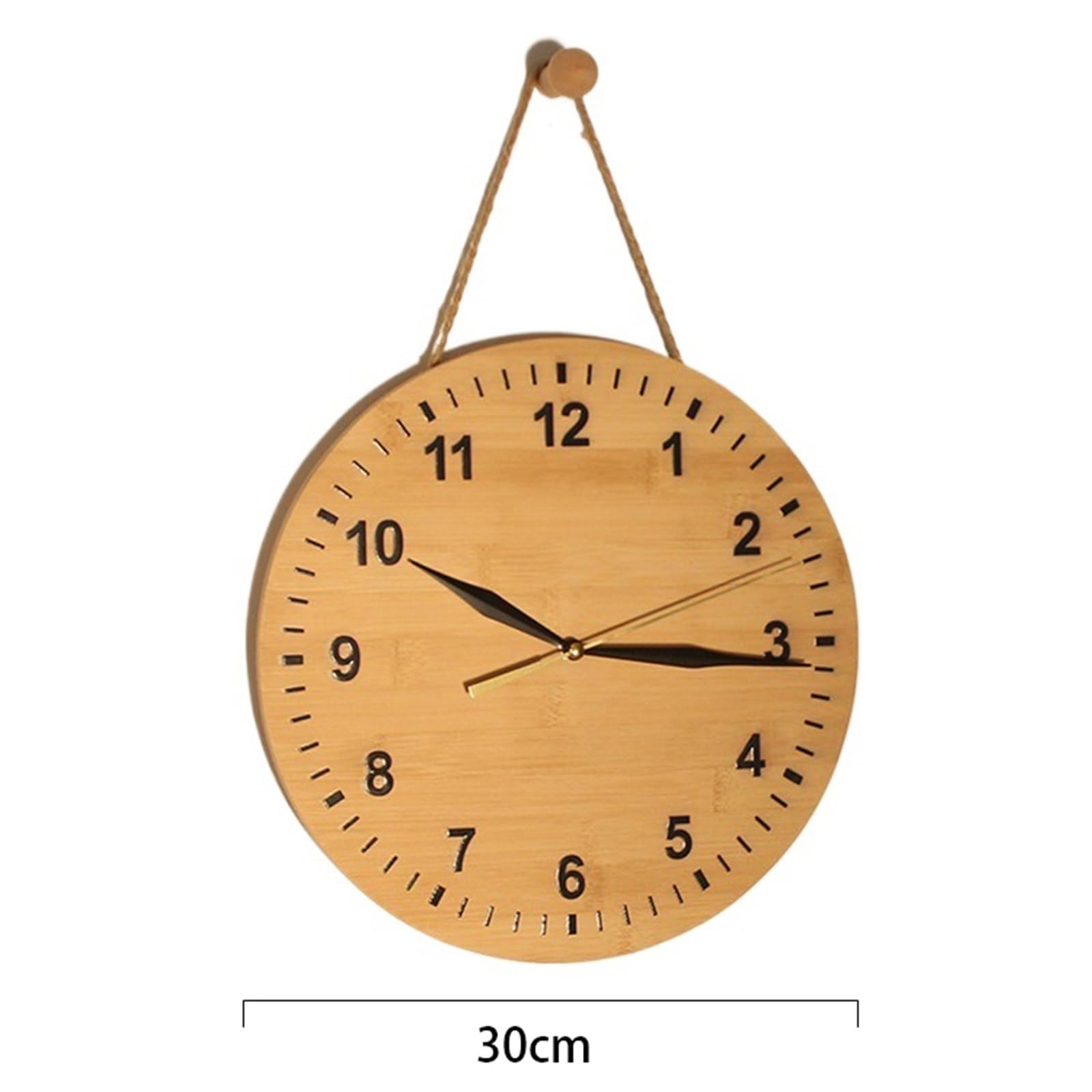 Cucina Orologio da parete in legno massello di bambù nordico silenzioso, alimentato a batteria, adatto for l'uso domestico Decorazioni per interni