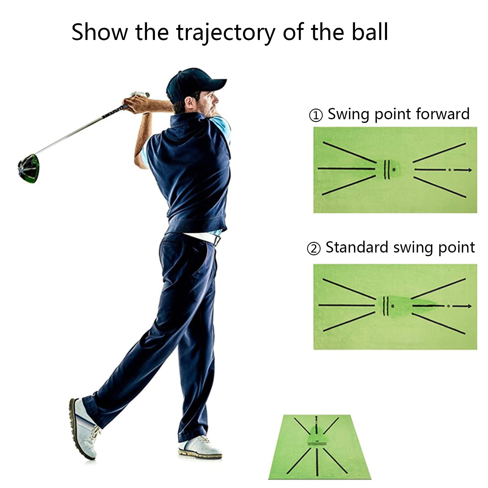 DYTWXG Golf-Trainingsmatte, Schwungerkennung, Schläger, Minigolf, Trainingshilfe, tragbares Golf-Trainings-Rasenmatte, Geschenk für den Außeneinsatz im Heimbüro, mit 7 Golfbällen