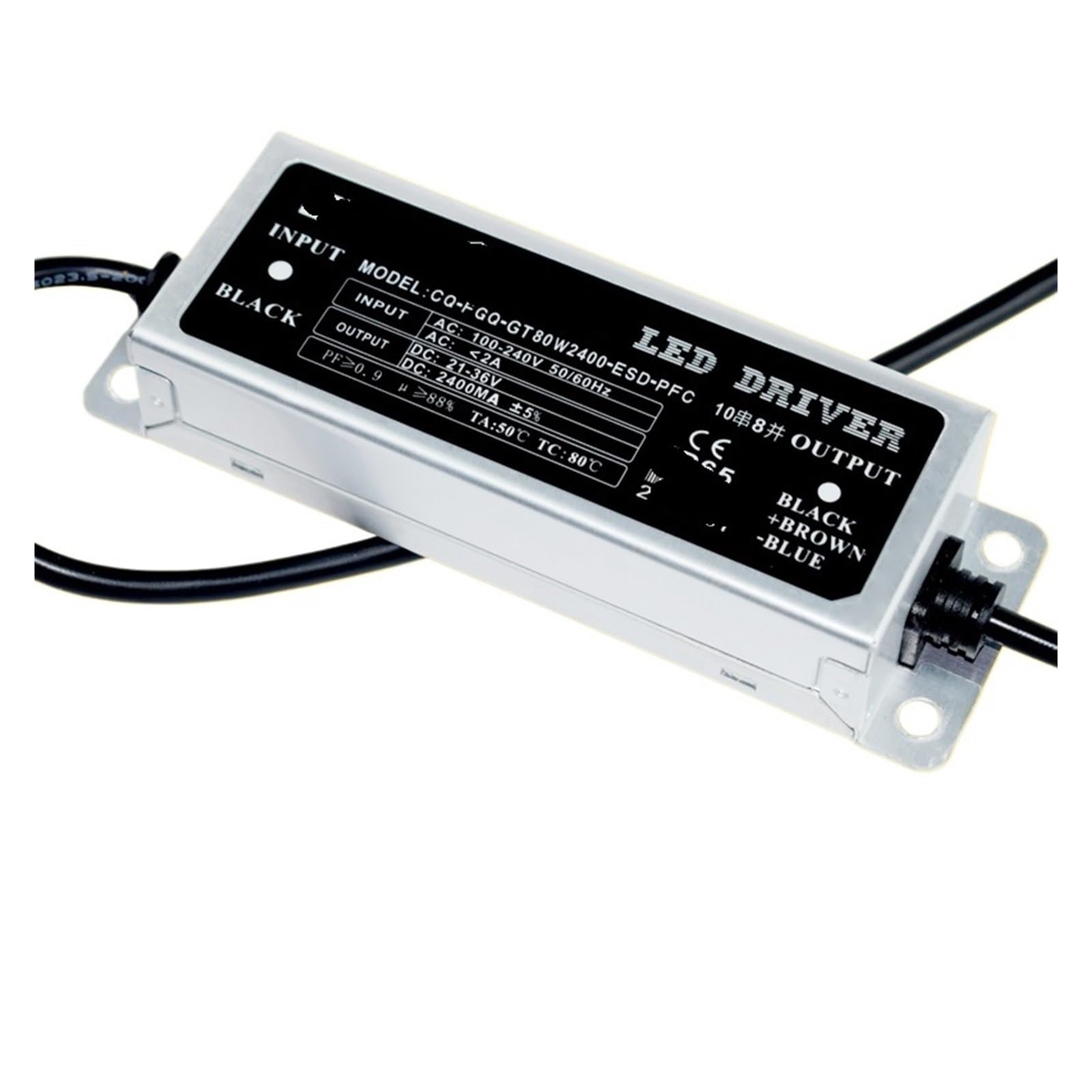 Pilote redresseur transformateur LED 80W contre le scintillement des projecteurs extérieurs 2400mA