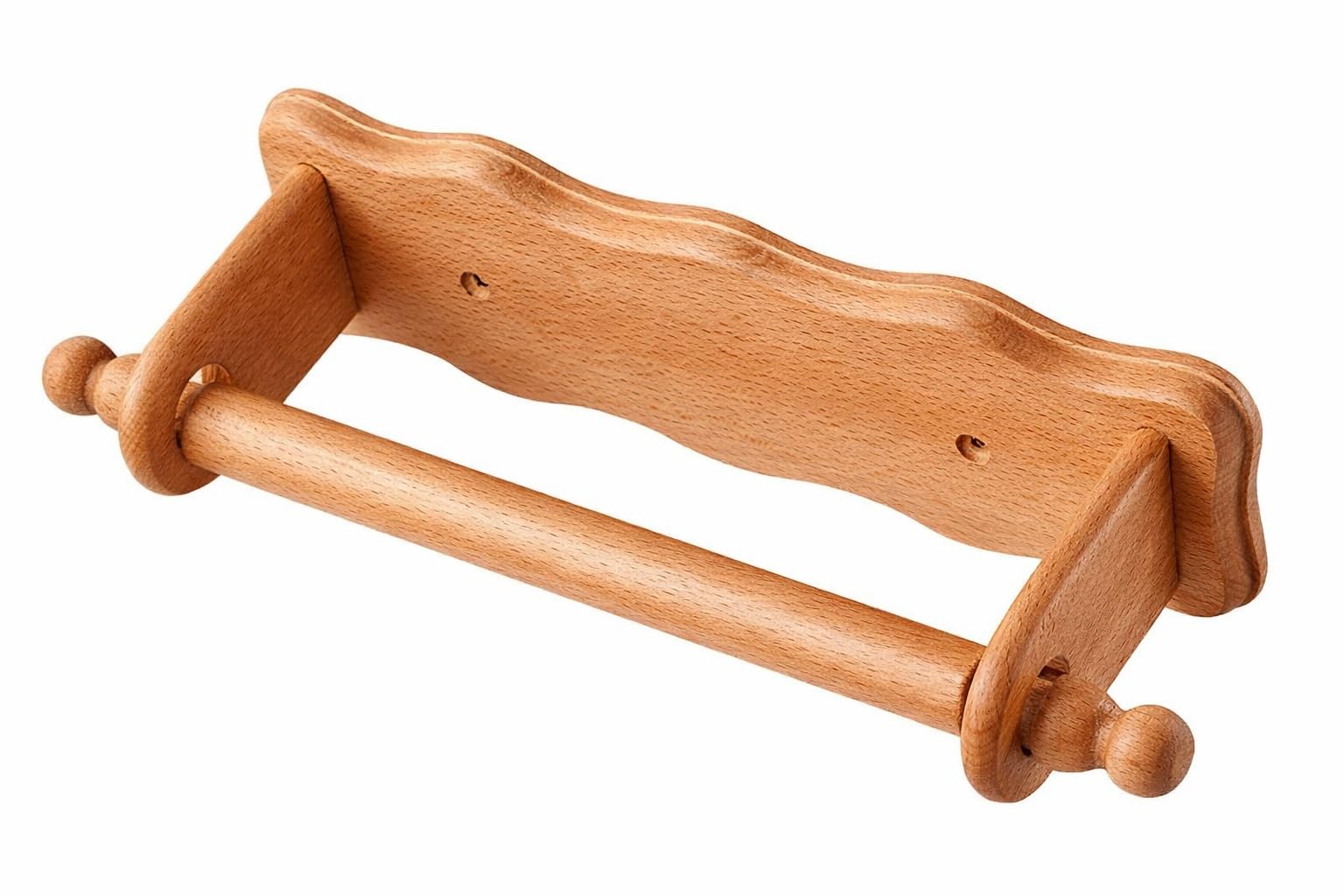 NEW KITCHEN ROLL HOLDER BEECH WOODEN WALL PAPER ROLL TOWEL DISPENSER LIGHT