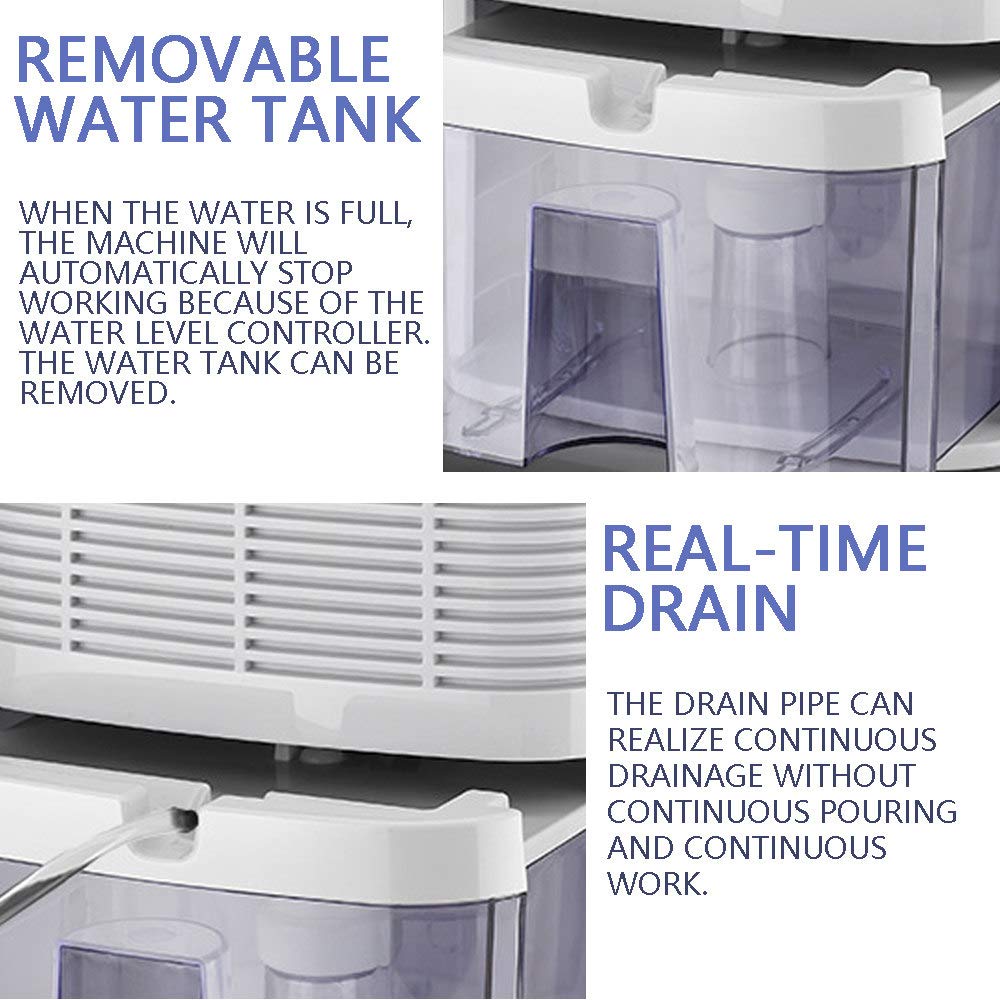 Deshumidificador eléctrico, deshumidificador de aire de 2200ml, ultrasilencioso, Control remoto, tanque de agua desmontable, para el armario del baño del dormitorio del hogar