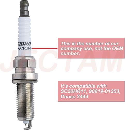 Miniatura 4 de Jectam Iridium Bujía 4 piezas 90919-01253 SC20HR11 3444 compatibles con Corolla 2009-2016 1.8L, 2009-2014 Matrix 1.8L, Prius 2010-2015 1.8L, Prius