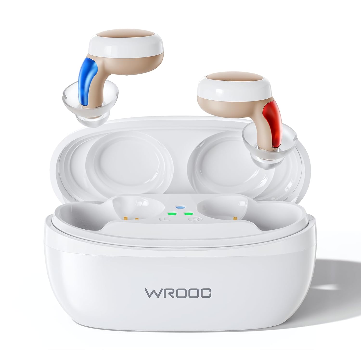 Sonique Hearing Aids, Unique Design for Super Comfort Wearing, Multi-channel Sound Process, Superior Sound Quality & Noise Cancelling, No Whistling, Auto-On/Off, Memory Function, 4 Modes, Pair (Beige & White)