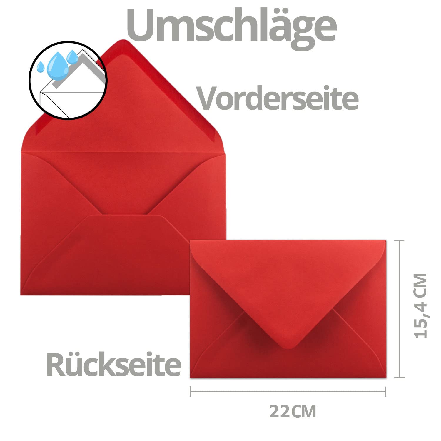 NEUSER PAPIER 100x XL Weihnachtskarten-Set DIN A5 mit Motiv Weihnachtsbaum und Sterne - Faltkarten mit passenden Umschlägen DIN C5 Rot mit Nassklebung - Weihnachtsgrüße für Firmen und Privat