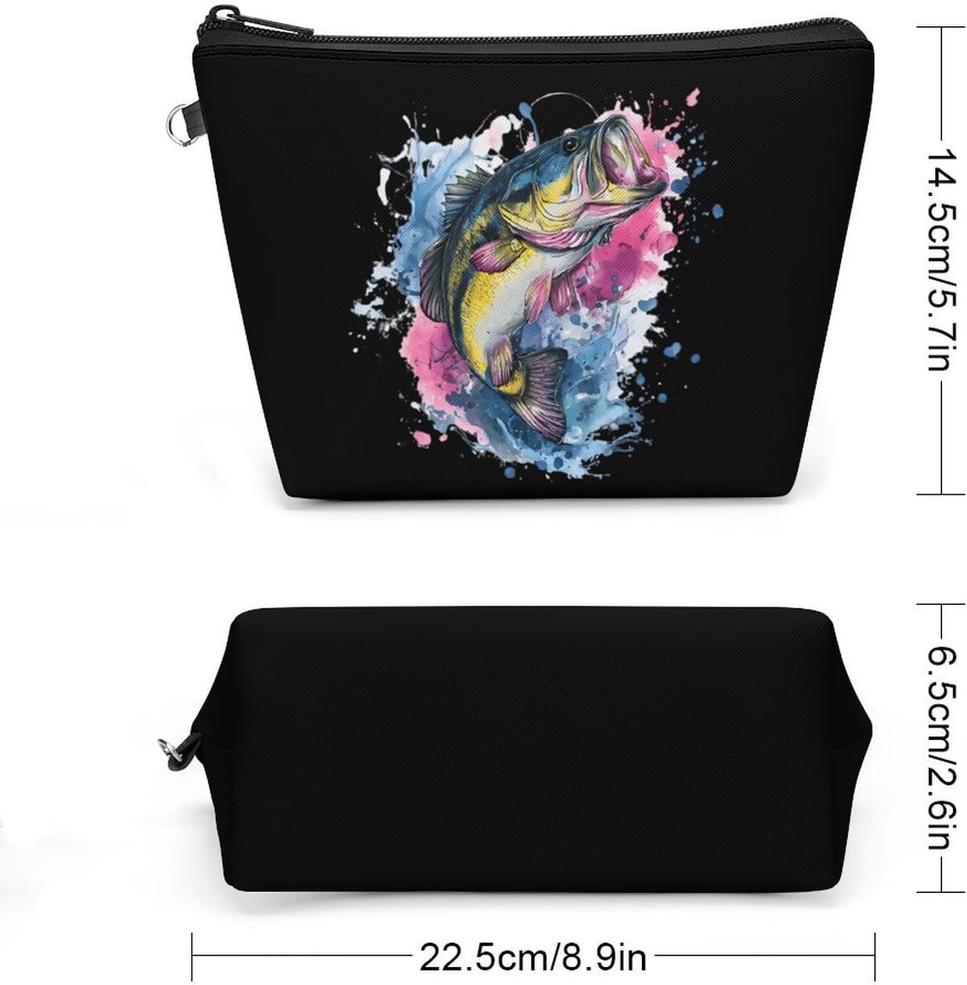 Bass Fish Watercolor Women's Makeup Bag for Purse image 2