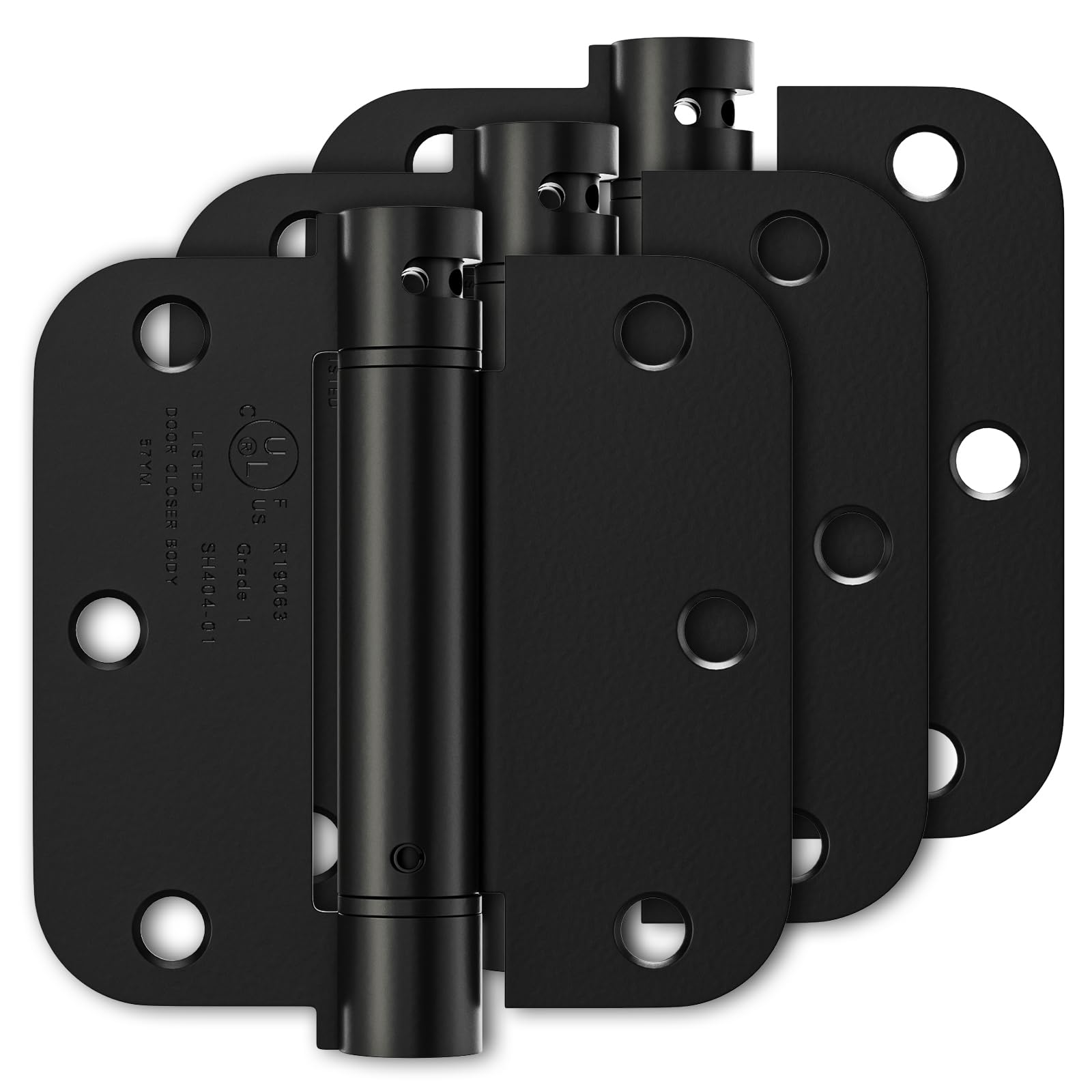 Photo 1 of Luxbaro 3 Pack Self Closing Door Hinges 3.5 Inch, Matte Black Spring Loaded Hinges with 5/8'' Radius Corners, Adjustable Tension for Garage, Front Door, for Left and Right Hand Door, UL Listed