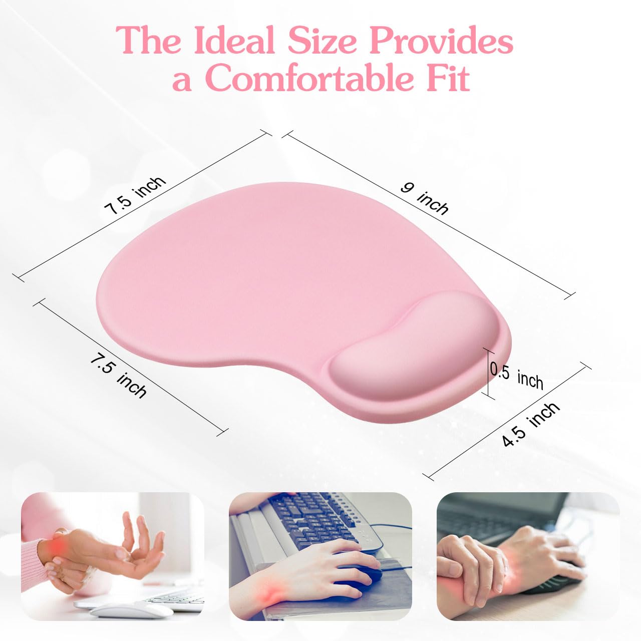 Tappetino per mouse da ufficio con supporto per il polso, design testurizzato di alta qualità, con base in gomma antiscivolo, tappetino ergonomico per mouse da gaming, design con poggiapolsi